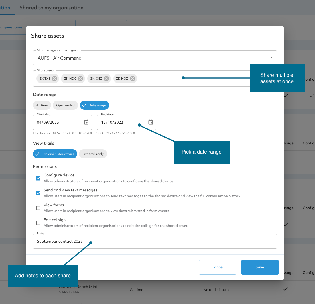 Sharing Assets in TracPlus Cloud