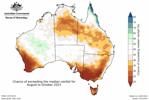 australia map Early Fire Season Outlook